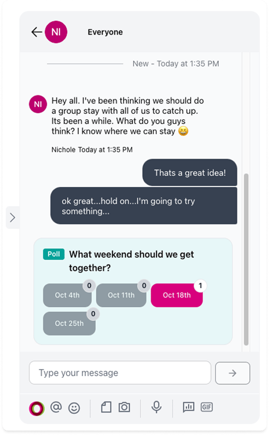 View of the inline owners poll inside the chat panel