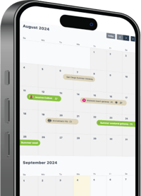 A mobile phone showing the Joynt booking calendar with some different bookings on it